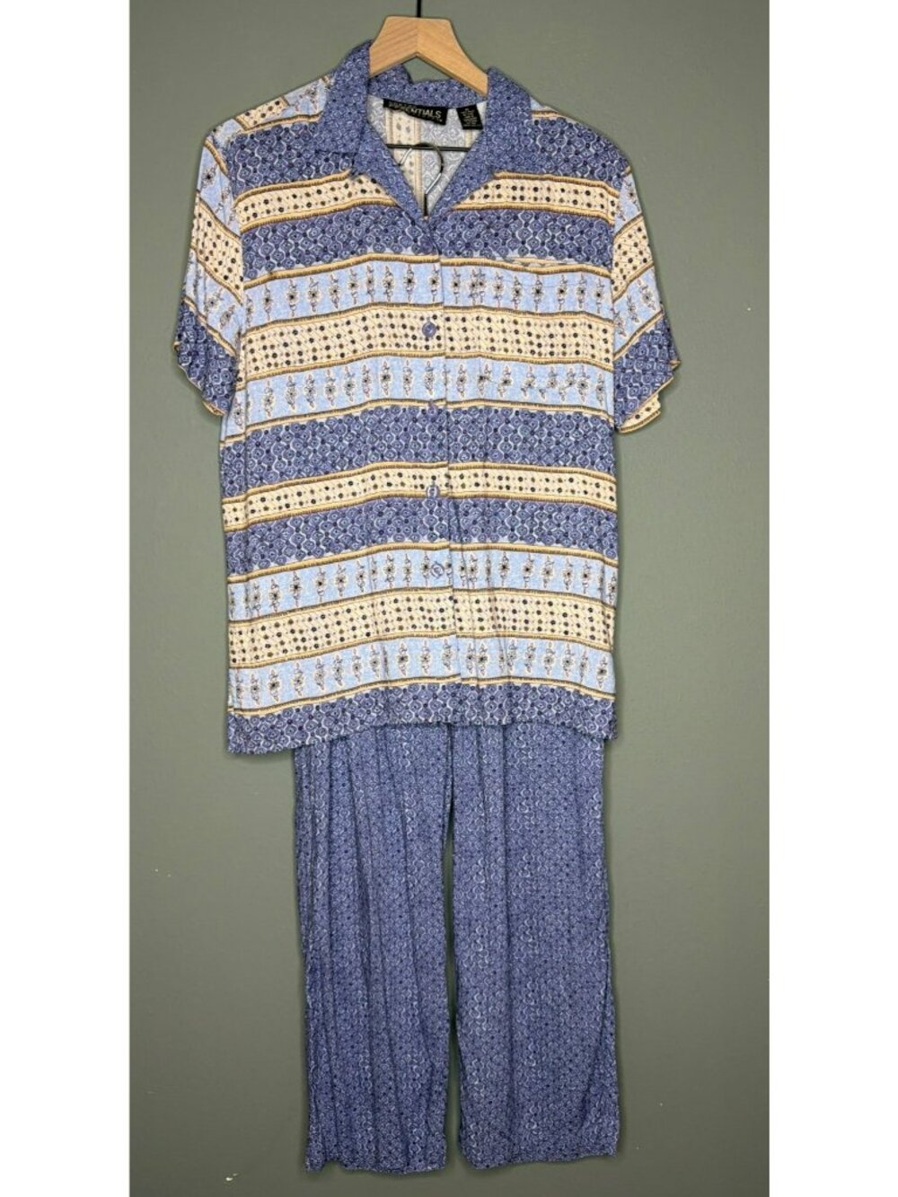 VTG Norton McNaughton Essentials Pants Set Medium Blue Geometric Casual Loungewe